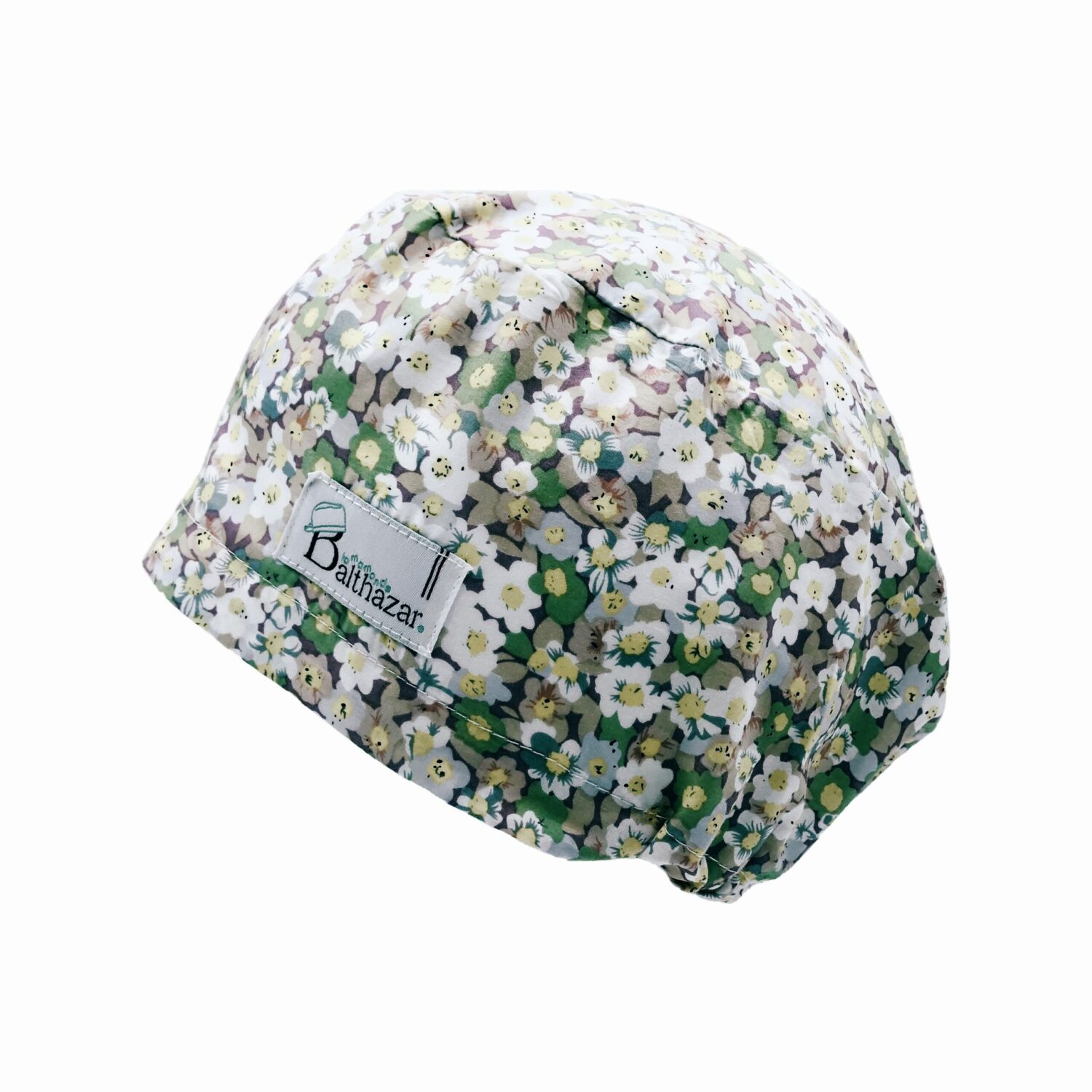 Calot chirurgical, chapeau de bloc en tissu coton motif Le labo fond  blanc. ATTENTION: GRAND MODELE.