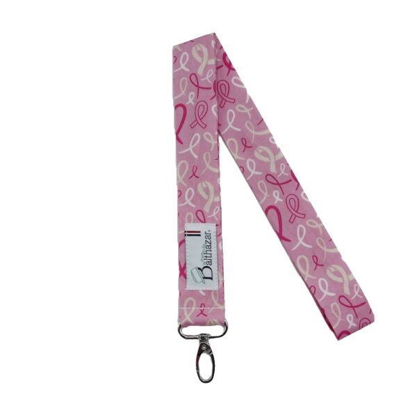 PORTE BADGE RUBAN ROSE