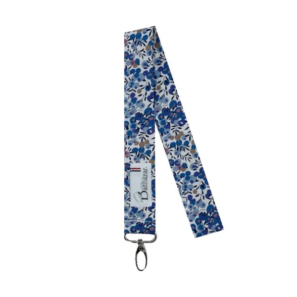 PORTE BADGE FLEURS BLEUES
